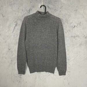 Vintage 90s Lagom Lambswool Angora Mock Neck Minimalist Sweater Gray Medium